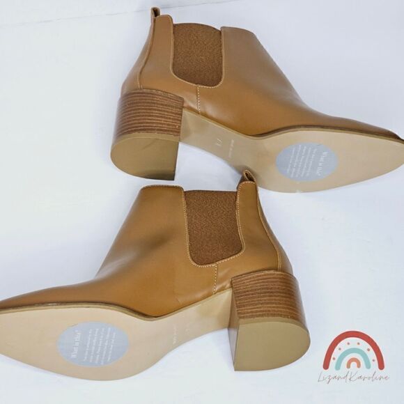 New! Everlane The Heel Boot Italian Leather Cognac Block Heeled Chelsea Boots - Picture 9 of 15